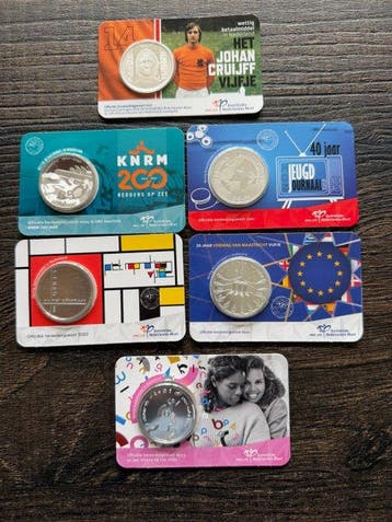 Nederland. 5 Euro 2017/2024 (6 coincards incl. 5 € Johan