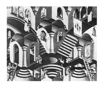 Kunstdruk M. C. Escher - Konkav und Konvexe 65x55cm, Verzenden, Nieuw