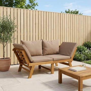 vidaXL 3-in-1 Tuinbank met Kussens Massief Acaciahout Taupe, Verzenden, Nieuw