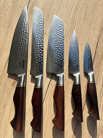 Ichirusen - Tafelmes (5) - Gehammelde Damascus-staal -