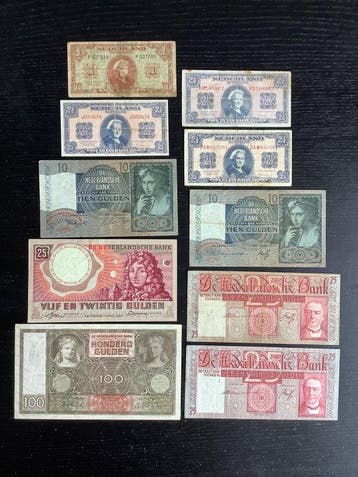 Nederland. - 10 Banknotes - 1938/1955 (Zonder minimumprijs)