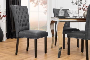 Chesterfield Stoel CASTLE Zwart Kunstleer Rubber Hout, Ophalen of Verzenden, Nieuw