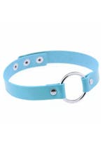 Choker Blauw Ring Pu Leer Collar Ketting Halsband Sexy Gag, Kunststof, Verstelbaar, Blauw, Nieuw