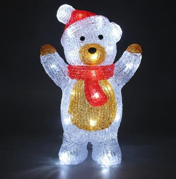 Kerstversiering Kerstfiguren LED Acryl Teddy Staand, Diversen, Verzenden, Nieuw