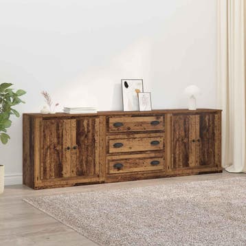 vidaXL Dressoirs 3 st Oud hout 210 x 35,5 x 67,5 cm Bewerkt, Verzenden, Nieuw, 200 cm of meer, 25 tot 50 cm