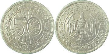50 Pfennig Duitsland 50 Reichspfennig 1930 E J 324 ss / vz, Verzenden