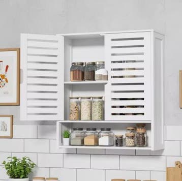 Bamboe Badkamerkast Wandmontage met Deuren, Verzenden, Nieuw