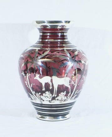 Vaas - Muranoglas - Murano jaren 1930 zilver
