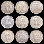 Zwitserland. 1/2 Franc 9x 1944/1965 (Zonder minimumprijs)