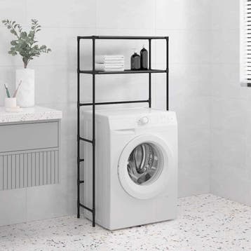 vidaXL Wasmachinerek 2-laags 69x28x143 cm ijzer zwart, Verzenden, Nieuw, Zwart