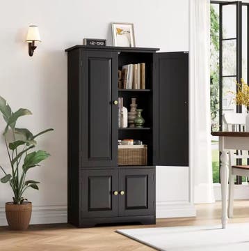Getone Hoge Opbergkast – Zwart of Wit – Nieuwe Hoge Kast, Met lade(s), Verzenden, 100 tot 150 cm, Nieuw