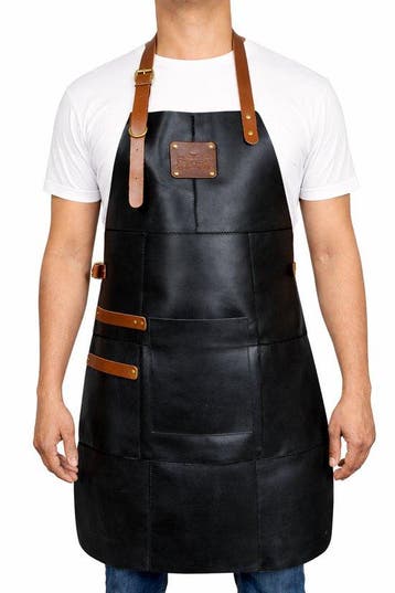 Leren Schort Mannen - Zwart – Stoer Lederen Schort Man BBQ A, Tuin en Terras, Barbecue-accessoires, Verzenden, Nieuw