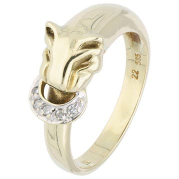 Ring - 14 karaat Geel goud - 0.04ct. tw. Diamant, Nieuw