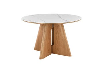 Eettafel ORGANIKO 120cm rond wit marmer keramisch blad met, Ophalen of Verzenden, Nieuw