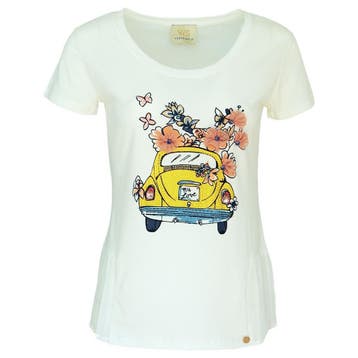 Verysimple • off-white t-shirt met kever • 38 (IT44), Kleding | Dames, Maat 38/40 (M), Verzenden, Nieuw, Wit