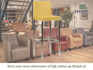 Leren barkruk Break hoog - Toledo Lemon (geel) - Poten, Huis en Inrichting, Barkrukken, Nieuw, Leer, Ophalen of Verzenden, 90 cm of meer