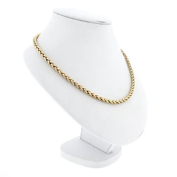 Gouden vossenstaart schakelcollier (Ketting), Ophalen of Verzenden, Gebruikt, Goud, Goud