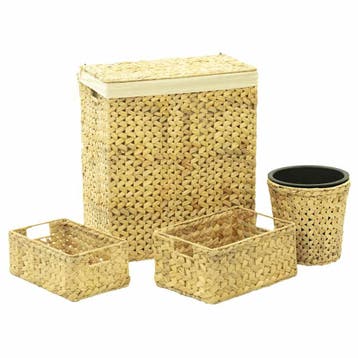 vidaXL 4-delige Badkamerset waterhyacint, Verzenden, Nieuw, Beige