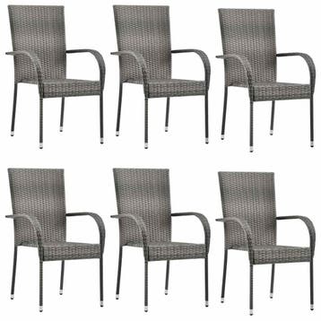 Tuinmeubels Set 6x - Industrieel | Laatste Stuk!, Ophalen of Verzenden, Gebruikt, Wicker, Stapelbaar