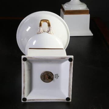 Stel van 2 grote deksel coupes wit porselein met goud Rosent, Ophalen of Verzenden
