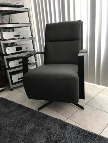 Leren draaifauteuil met hoge rug en stervoet - grijs leer, Ophalen of Verzenden, Nieuw, Leer