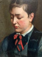 Europese school (XIX) - Girl with Earring, Antiek en Kunst, Kunst | Schilderijen | Klassiek