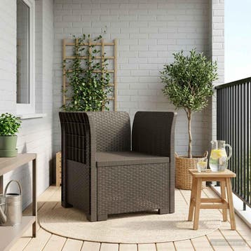 vidaXL Eénpersoons Fauteuil Rattan Look PP Lichtgrijs, Verzenden, Nieuw