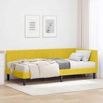 vidaXL Hoekbedframe met Matras met hoofdeinde 2 pcs Geel, Verzenden, Nieuw, Stof