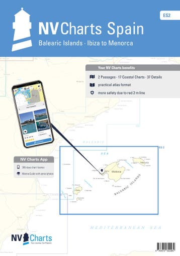 NV Charts Spanje - ES 2 - Balearen - Mallorca - Ibiza - Meno, Ophalen of Verzenden, Nieuw