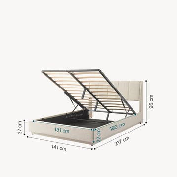 Tweepersoonsbed Tröstiar met matras en LED 140x200 cm beige, Verzenden, Nieuw