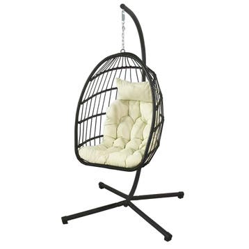 Hangstoel Zwart Inklapbaar | Nieuw | Scherpe Prijs, Ophalen of Verzenden, Nieuw, Wicker, Inklapbaar