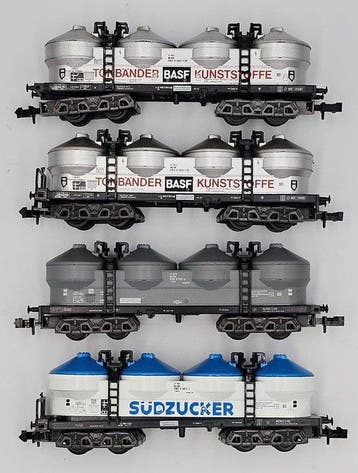 Minitrix N - 3518, 3508, 2× 3586 - Modeltrein goederenwagon, Nieuw