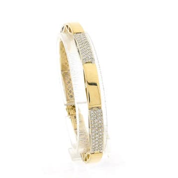 18 Krt. Bicolor gouden schakelarmband met diamanten; 1,05..., Gebruikt, Ophalen of Verzenden, Met edelsteen, Goud
