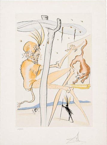 Salvador Dali (1904-1989) - Le Singe et le Léopard, Antiek en Kunst