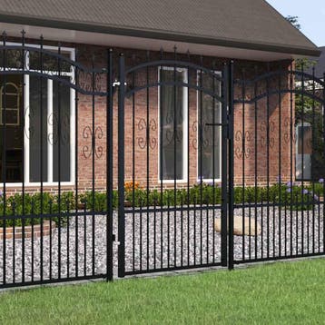 vidaXL Hekpoort KAMPEN met speerpunt zwart 103x150 cm staal, Tuin en Terras, Verzenden, Nieuw