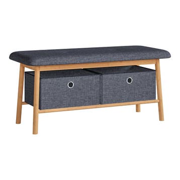 Zitbank Vad met 2 opbergdozen 90x30x45 cm Natuur/Grijs [en.c, Verzenden, Nieuw
