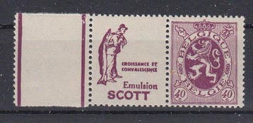 België 1930 - Pubs - PU 30 Scott croissance met bladboord, Gestempeld