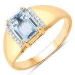 Ring - 14 karaat Geel goud - 1.59ct. tw. Aquamarijn -, Nieuw