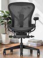 Bureaustoel Voor Lange Mensen - Herman Miller Aeron Maat C, Verzenden, Zwart, Zo goed als nieuw, Bureaustoel