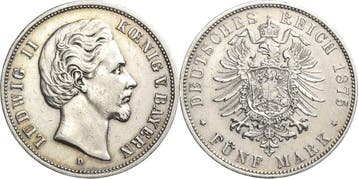 5 Mark 1875 Bayern Ludwig Ii 1864-1886, Verzenden