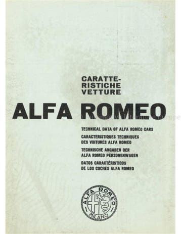 ALFA ROMEO CARATTERISTICHE VETTURE PAMPHLET ITALIAANS, Nieuw, Alfa Romeo, Author