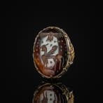Ottomaanse Rijk Zilver Ring met karneool-intaglio met, Antiek en Kunst