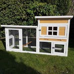 Konijnenhok Villa Wit/Bruin Dennenhout Afmeting: 147x50x80cm, Dieren en Toebehoren, Knaagdieren en Konijnen | Hokken en Kooien