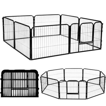 Puppyren - Opvouwbaar - Metaal - Zwart - 215 x 215 x 60 CM, Ophalen of Verzenden, Nieuw