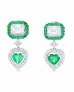 Hangoorbellen - 14 karaat Witgoud - 2.94ct. tw. Smaragd -