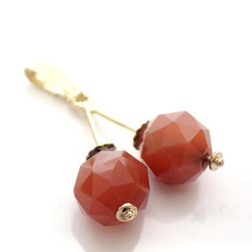 Gouden Cherry hanger met carneool (Hanger of bedel), Ophalen of Verzenden, Gebruikt, Goud, Overige merken