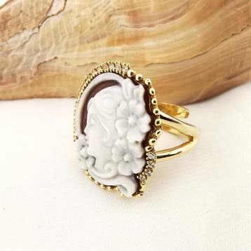 Zilver - Ring - Handgegraveerde camee