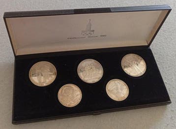 Rusland, Sovjet-Unie (USSR) Set of 5 coins: 5 & 10 Roubles /