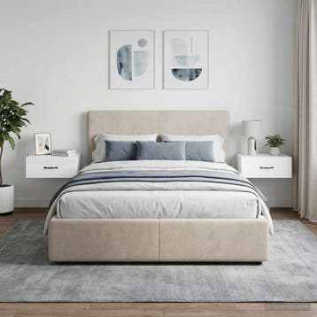 vidaXL Wandbeugel Bedkast 2 st Hoogglans Wit 49 x 34,5 x 20, Huis en Inrichting, Minder dan 45 cm, Verzenden, Nieuw, Minder dan 55 cm