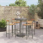 vidaXL 5-delige Tuinbarset poly rattan en massief acaciahout, Tuin en Terras, Tuinsets en Loungesets, Verzenden, Nieuw, Rotan